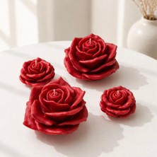 Natura Home Decor Kırmızı Gül Mum Seti 4’lü Dekoratif Çiçek Mum