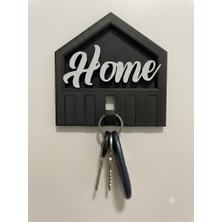 Printona Home Yazılı Siyah Duvar Tipi Anahtarlık Askısı – Modern Anahtar Tutucu (5 Askılı)
