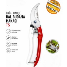 Turco T5 Ergonomik Saplı Bağ Bahçe Budama Makası Keskin Bıçaklı Budama Makası