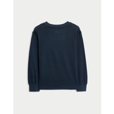 Marks & Spencer Saf Pamuklu Grafik Baskılı Uzun Kollu Tişört (2–8 Yaş)