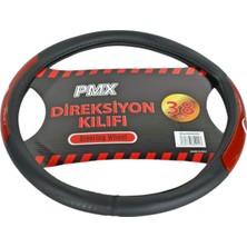 PMX Geçmeli Direksiyon Kılıfı Fosforlu Siyah (Türk Bayrağı) 38 cm TEQ-002BK/RD