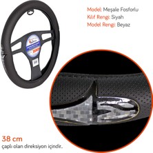 NYF A-10 Geçmeli Direksiyon Kılıfı Fosforlu Siyah (Meşale Beyaz) 38 cm