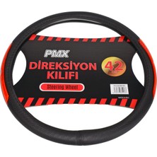 PMX Geçmeli Direksiyon Kılıfı Fosforlu Siyah (Türk Bayrağı) 42 cm TEQ-002BK/RD