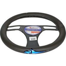 NYF A-11 Geçmeli Direksiyon Kılıfı Fosforlu Siyah (Meşale Mavi) 38 cm