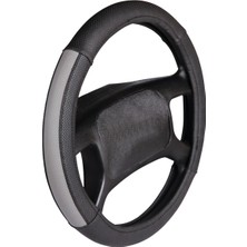 NYF F-48 Geçmeli Direksiyon Kılıfı Yarımay Siyah-Gri 38 cm