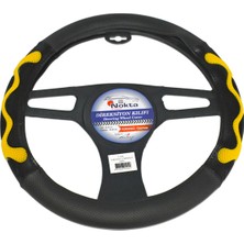 NYF F-443 Geçmeli Direksiyon Kılıfı 3 Boyutlu Masajlı Sarı Suni Deri 38 cm