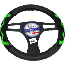 NYF F-438 Geçmeli Direksiyon Kılıfı 3 Boyutlu Masajlı Yeşil Suni Deri 38 cm