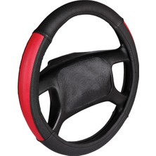 Fox NYF F-49 Geçmeli Direksiyon Kılıfı Yarımay Siyah-Kırmızı 38 cm