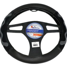 NYF F-436 Geçmeli Direksiyon Kılıfı 3 Boyutlu Masajlı Gri Suni Deri 38 cm