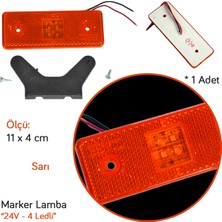 Tas 24V Side Marker Lamba 4 Ledli Sarı Braketli Arka Düz 11X4 cm TAS.003S-24 (2 Li)