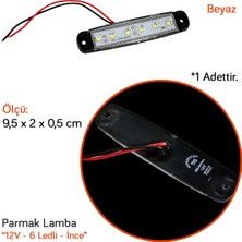 Tas 12V Parmak Lamba 6 Ledli Beyaz 9,5x2 cm Ince TAS.004B-12 (10 Lu)