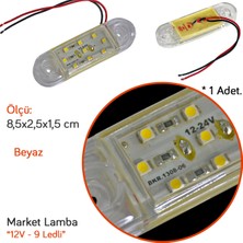 Tas 12V Side Marker Lamba 9 Ledli Beyaz 8,5x2,5 cm TAS.018B-12 (2 Li)