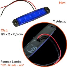 Tas 12V Parmak Lamba 6 Ledli Mavi 9,5x2 cm Ince TAS.004M-12 (10 Lu)