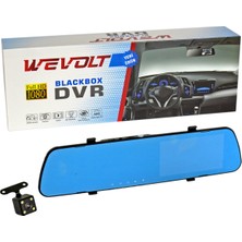 NYF MB-600 Wevolt DVR Kayıt Cihazı Araç İçi 4,3 inç Dikiz Ayna Ekranlı Çift Kameralı (32 GB Destekli