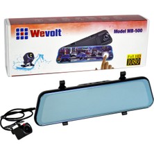 NYF MB-500 Wevolt DVR Kayıt Cihazı 10 inç Dikiz Ayna Ekranlı Çift Kameralı (128 GB Destekli)