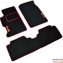 NYF Honda Civic 2001-2005 Siyah Halı Paspas (Biye Kırmızı)