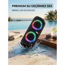 MMctech Rgb LED Işıklı Suya Dayanıklı Yükses Kaliteli Radyo USB Aux Sd Kart Girişli Bluetooth 30CM Hoparlör Süper Bass