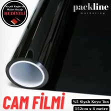 Packline Marketing %05 Koyu Ton Siyah Cam Filmi Ev - Araba - Balkon - Ofis 152CM x 4metre