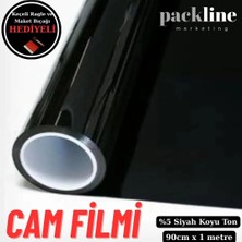 Packline Marketing %05 Koyu Ton Siyah Cam Filmi Ev - Araba - Balkon - Ofis 90CM x 1metre