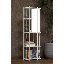RetoDesign RETOHOME Beyaz 5 Raflı Lambaderli Kitap Rafı  Modern Tasarım