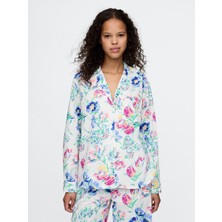 Gap Kadın Çok Renkli Poplin Gömlek Pijama Üstü