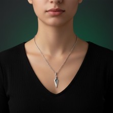 Alooya Ok ucu Gümüş Kaplama Düz Zincir Kolye