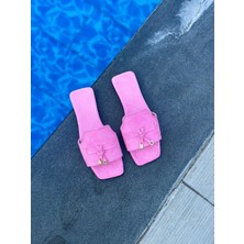 Erva'nın Butiği Pembe Süet (Kless) Toka Detay Kadın Terlik