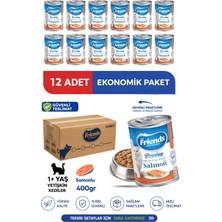 Friends Premium Somonlu Yetişkin Kedi Konservesi 400 gr x 12 Adet Ekonomik Paket Yaş Mama