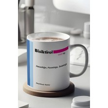 theKAM Bisiktrol Porselen Komik Yazılı Kupa Bardak 300 ml Tek Parça Beyaz Desensiz