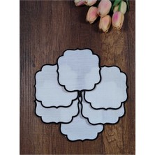 Siyah Nakışlı Beyaz Kumaş Işlemeye Uygun Linen Keten Etamin Kumaş Kahve Yanı Kokteyl Sunum PEÇETE6LI
