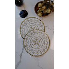 Gold Nakış Işlemeli Linen Keten Kokteyl Sunum Peçetesi 2’li | Otantik Mandala Serisi Mira