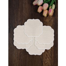 Beyaz Nakışlı Beyaz Kumaş Işlemeye Uygun Linen Keten Etamin Kumaş Kahve Yanı Kokteyl Sunum PEÇETE6LI