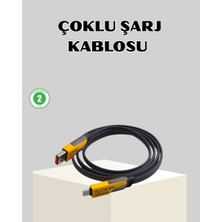 Herşey Trend 65W Çoklu Şarj Kablosu 4’ü 1 Arada Örgülü Hızlı Veri Aktarım Usb-C Usb-A