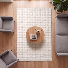 Derya Home Koridor Falcon Beyaz Kabartmalı Peluş Halı Odalar ve Salon Için Modern Halı