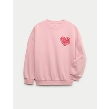 Marks & Spencer Pamuk Karışımlı New York Heart Baskılı Sweatshirt (6‑16 yaş)