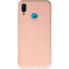 Newface Huawei P20 Lite Kılıf Velura Kapak – Nano Silikon & Kadife Iç Yüzey - Pudra