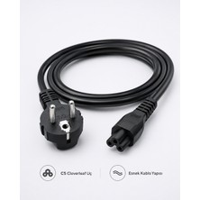 1.5 Metre Laptop Şarj Kablosu 3 Pinli Yonca Power Güç Kablosu C5