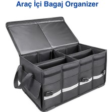 Nemach Büyük Boy Premium Araç Içi Bagaj Düzenleyici Organizer Çanta 4 Bölmeli Katlanabilir Su Geçirmez Reflektörlü Oto Çantası
