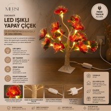 Mersi Shop Dekoratif LED Işıklı Yapay Çiçek | 35 cm Fişli Masa Lambası ve Oda Dekoru