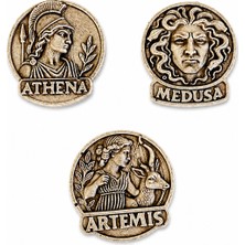 Antioch Art and Design Athena Medusa Artemis Üçlü Yunan Mitolojisi Magnet Seti Dekoratif Magnet Hediyelik