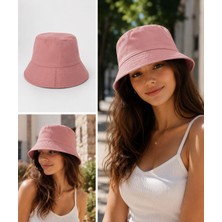 Gülümser Shop Pudra Pembe Bucket Şapka Unisex Düz Renk Bez Kumaş Balıkçı Şapkası – Günlük Kullanım