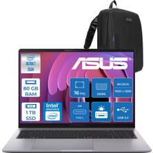 Asus Expertbook P3 G1 P3606CCA Intel® Core™ Ultra 7 255H Aı 80GB Ddr5 1tb SSD  Intel® Graphics 16.0-Inch, Wuxga (1920 x 1200) 300NITS Freedos Bilgisayar U716512G1DF28+ZETTAÇANTA