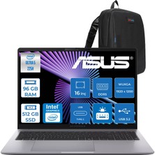 Asus Expertbook P3 G1 P3606CCA Intel® Core™ Ultra 5 225H Aı 96GB Ddr5 512GB SSD  Intel® Graphics 16.0-Inch, Wuxga (1920 x 1200) 300NITS Freedos Bilgisayar U516512G1DF32+ZETTAÇANTA