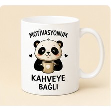 Kadorex Design Motivasyonum Kahveye Bağlı Panda Kupa Bardak – Sevimli Panda Tasarımlı Komik Kahve Kupası