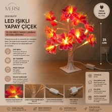 Mersi Shop Dekoratif LED Işıklı Yapay Çiçek ALK1732 | 35 cm Fişli Masa Lambası ve Oda Dekoru