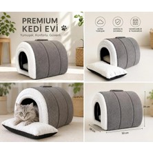 Çatı Pati Içi Çıkarılabilir Yastıklı Kedi ve Küçük Köpek Yuvası Gri