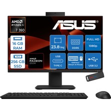 Asus Expertcenter P600 Aio (PM640KA) Amd Ryzen™aı 7 350 Upto 5.0ghz 16GB Ddr5 256GB SSD Amd Radeon™ 860M 23.8"fhd (1920 x 1080)SRGB: 100% Freedos Allınone Bilgisayar PM640KA350F01+ZETTAUSBBELLEK
