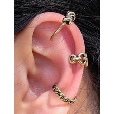 Esha Store Vintage Antik 3'lü Deliksiz Ear Cuff Ayarlanabilir Kıkırdak Küpe Seti Eukk8