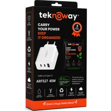 Teknoway Arf 527 45W  Usb-A & Type-C Sarj Adaptör
