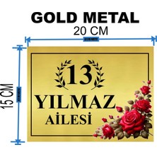 Metal Kapı Isimliği Desenli Metal Levha Ölçü 20 x 15 cm